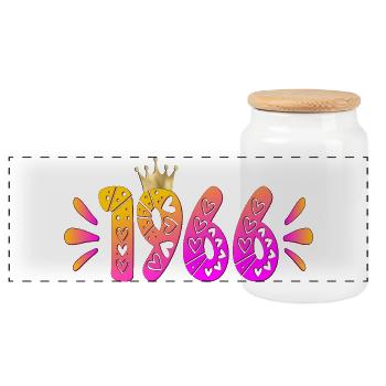 Couronne d’anniversaire 1966 - Boîte à biscuits avec couvercle en bois - blanc - Devant