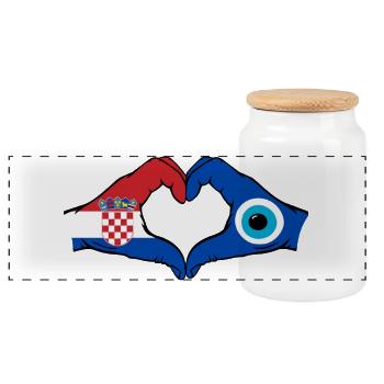 Kroatien Nazar Flagge Hände Herzform - Panorama Keksdose mit Holzdeckel - Weiß - Vorne