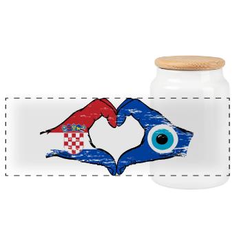 Drapeau Croatie Nazar en forme de cœur utilisé - Boîte à biscuits avec couvercle en bois - blanc - Devant