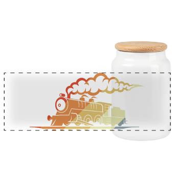 Aspect rétro ferroviaire - Boîte à biscuits avec couvercle en bois - blanc - Devant