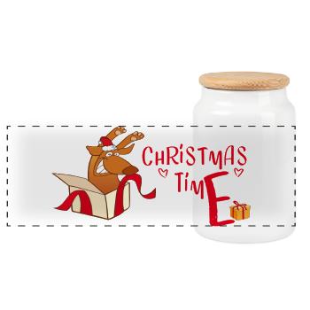 Christmas Time - Panorama Keksdose mit Holzdeckel - Weiß - Vorne