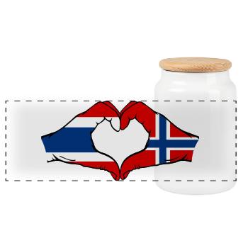 Thailand Schweden Flagge Hände Herzform - Panorama Keksdose mit Holzdeckel - Weiß - Vorne
