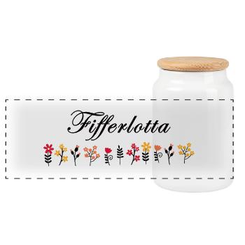 Fifferlotta - Panoramic Cookie Jar with Wooden Lid - white - Front