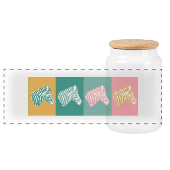 4 Zebras - Panoramic Cookie Jar with Wooden Lid - white - Front