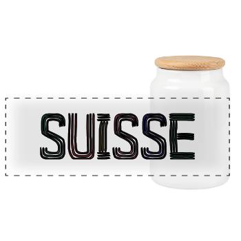 SUISSE. PAYS - Boîte à biscuits avec couvercle en bois - blanc - Devant