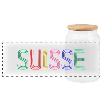 SUISSE. PAYS. GENEVE. HUMOUR. DRAPEAU. GENEVE - Boîte à biscuits avec couvercle en bois - blanc - Devant