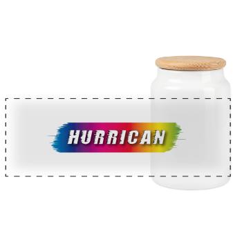 Hurrican Lettering Spectrum - Panoramic Cookie Jar with Wooden Lid - white - Front
