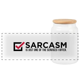 Le sarcasme est juste un de mes services! - Boîte à biscuits avec couvercle en bois - blanc - Devant