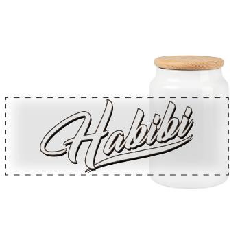 habibi darling sweetheart girlfriend best besti love - Panoramic Cookie Jar with Wooden Lid - white - Front