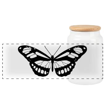 Schmetterling Silhouette - Panorama Keksdose mit Holzdeckel - Weiß - Vorne