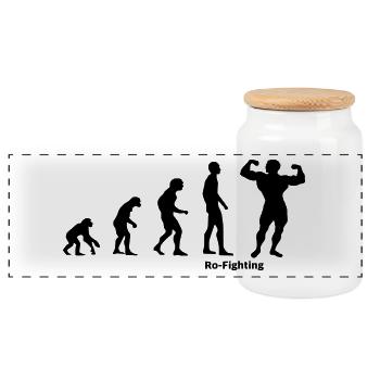 Evolution culturisme culturistes cadeau - Boîte à biscuits avec couvercle en bois - blanc - Devant