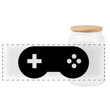 Controller 2 - Panoramic Cookie Jar with Wooden Lid - white - Front