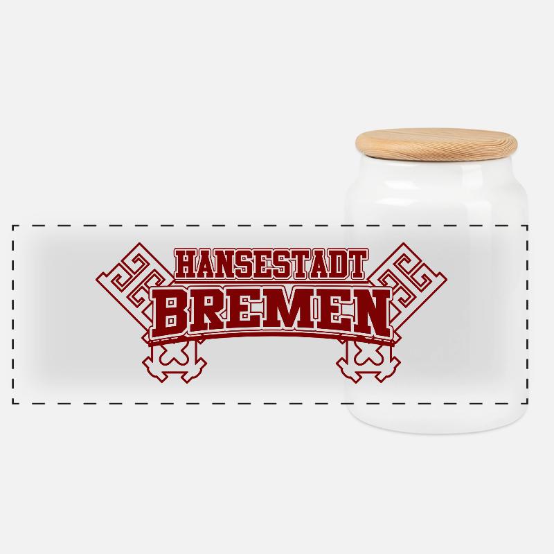 Hansestadt Bremen - Panorama Keksdose mit Holzdeckel - Weiß