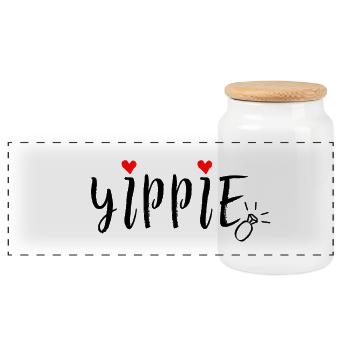 Yippie / Hen Party JGA - Panoramic Cookie Jar with Wooden Lid - white - Front