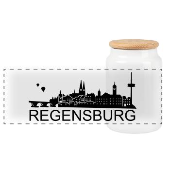 Regensburg Skyline - Boîte à biscuits avec couvercle en bois - blanc - Devant