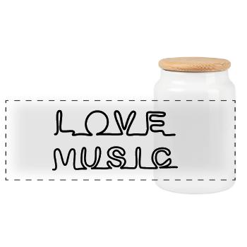 LOVE MUSIC ICON * I love Rock n Roll - Panorama Keksdose mit Holzdeckel - Weiß - Vorne