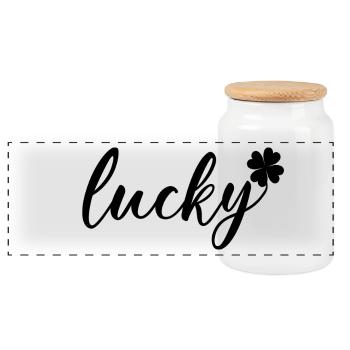 St. Patrick's Day Geschenk Kleeblatt Männer, Frauen, Kinder - Panorama Keksdose mit Holzdeckel - Weiß - Vorne