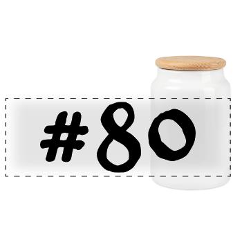 80 JAHRE. 80-JÄHRIGES JUBILÄUM. GEBURTSTAG 80 JAHRE. 80 - Panorama Keksdose mit Holzdeckel - Weiß - Vorne
