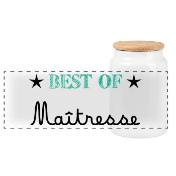 MERCI. MERCI MAÎTRESSE. CADEAU MAÎTRESSE. VACANCES - Boîte à biscuits avec couvercle en bois - blanc - Devant