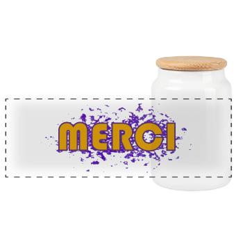 MERCI. MAÎTRESSE. MAÎTRE. MERCI MAÎTRESSE - Boîte à biscuits avec couvercle en bois - blanc - Devant