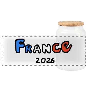 Frankreich 2026 - Panorama Keksdose mit Holzdeckel - Weiß - Vorne