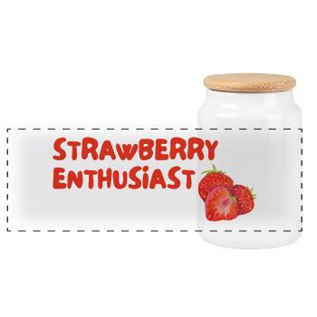 Strawberry Enthusiast - Panorama Keksdose mit Holzdeckel - Weiß - Vorne