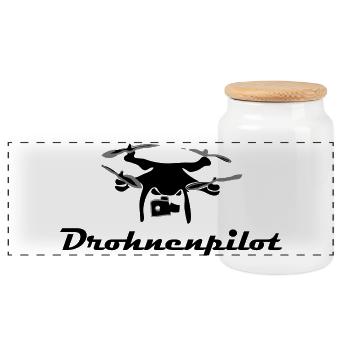 Drohnen Pilot - Panorama Keksdose mit Holzdeckel - Weiß - Vorne