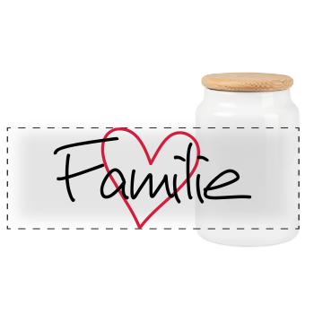 Family heart love community cohesion - Panoramic Cookie Jar with Wooden Lid - white - Front