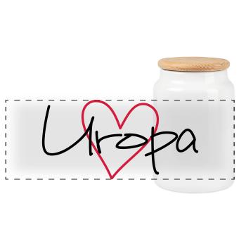 Uropa Herz Liebe Geschenk werdender Uropa - Panorama Keksdose mit Holzdeckel - Weiß - Vorne