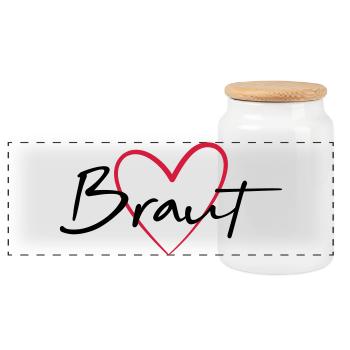 Mariée Coeur De vie de garçon - Boîte à biscuits avec couvercle en bois - blanc - Devant