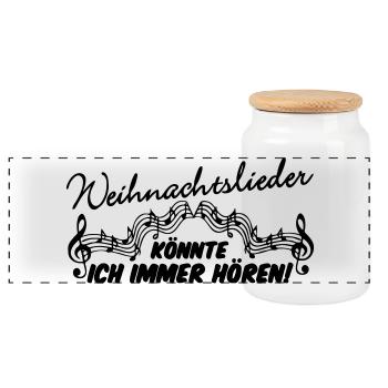 Weihnachtslieder Weihnachten Spruch Geschenk - Panorama Keksdose mit Holzdeckel - Weiß - Vorne