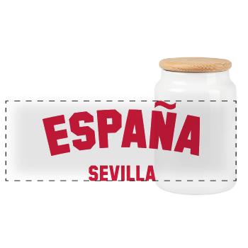 SEVILLA Spain Spanien Espana - Panorama Keksdose mit Holzdeckel - Weiß - Vorne