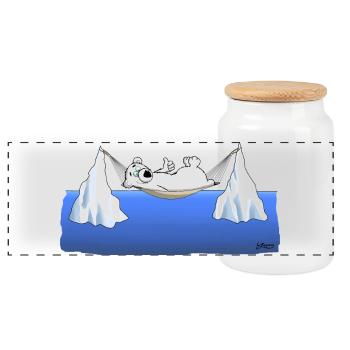 Eisberg Chillen - Panorama Keksdose mit Holzdeckel - Weiß - Vorne