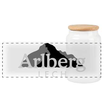 Lech am Arlberg - Panorama Keksdose mit Holzdeckel - Weiß - Vorne