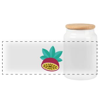 Illustration de fruit de la passion – Motif de fruit d’été - Boîte à biscuits avec couvercle en bois - blanc - Devant