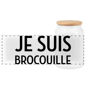 Brocouille / Inconnus / Comique / Humour / Marrant - Boîte à biscuits avec couvercle en bois - blanc - Devant