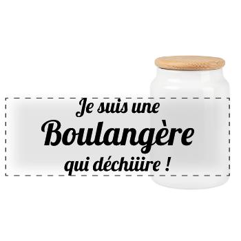 Boulanger / Boulangerie / Métier / Job - Boîte à biscuits avec couvercle en bois - blanc - Devant