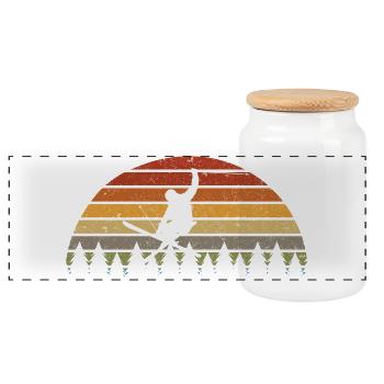 T-shirt rétro de Snowboardeur Sunset dans Pines - Boîte à biscuits avec couvercle en bois - blanc - Devant