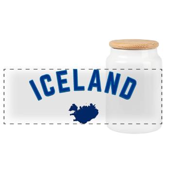 Iceland Blau Karte Bogen Design - Panorama Keksdose mit Holzdeckel - Weiß - Vorne