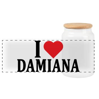 T-shirt I love Damiana t-shirt gift idea - Panoramic Cookie Jar with Wooden Lid - white - Front