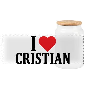 T-Shirt Ich liebe Cristian T-Shirt Geschenkidee - Panorama Keksdose mit Holzdeckel - Weiß - Vorne