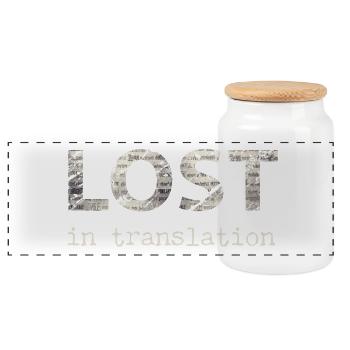 Lost In Translation - Translation, Language - Panoramic Cookie Jar with Wooden Lid - white - Front