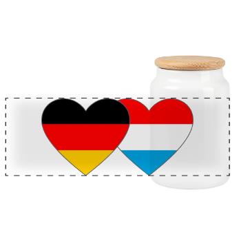 Allemagne Luxembourg Drapeau Coeur - Boîte à biscuits avec couvercle en bois - blanc - Devant