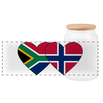 Südafrika Norwegen Flagge Herz - Panorama Keksdose mit Holzdeckel - Weiß - Vorne