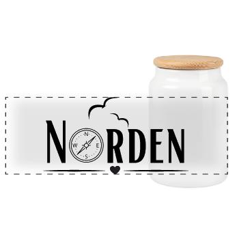 Norden - Norddeutsch Maritim - Panorama Keksdose mit Holzdeckel - Weiß - Vorne