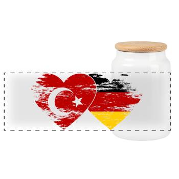 Turquie Allemagne Drapeau coeur utilisé - Boîte à biscuits avec couvercle en bois - blanc - Devant