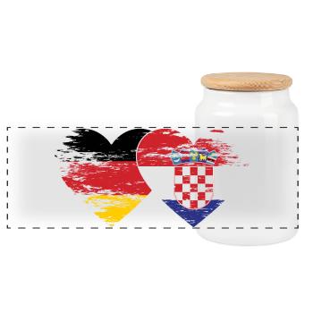 Allemagne Croatie drapeau utilisé coeur - Boîte à biscuits avec couvercle en bois - blanc - Devant