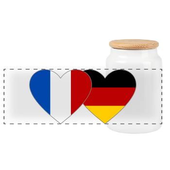 Frankreich Deutschland Flagge Herz - Panorama Keksdose mit Holzdeckel - Weiß - Vorne