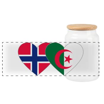 Norvège Algérie Flag Heart - Boîte à biscuits avec couvercle en bois - blanc - Devant