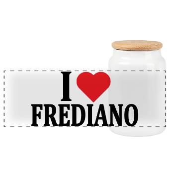 T-Shirt Ich liebe Frediano T-Shirt Geschenkidee - Panorama Keksdose mit Holzdeckel - Weiß - Vorne
